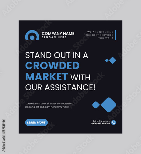 Digital business marketing banner for social media post template, We are digital marketing experts, and We find new ways to market you digitally, Your business needs attention