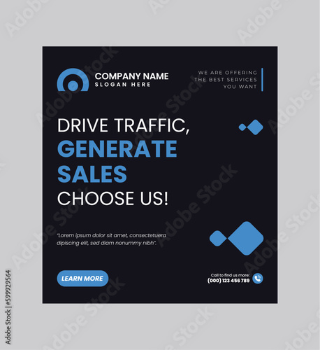 Digital business marketing banner for social media post template, We are digital marketing experts, and We find new ways to market you digitally, Your business needs attention