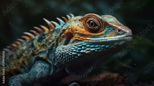 Lizard realistic photography detailed magic Generative AI © Ralf