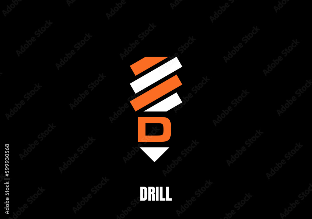 minimalist drilling logo symbol with letter D on the bottom