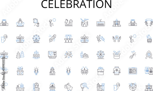 Celebration line icons collection. Innovative, Visionary, Ingenious, Inspired, Imaginative, Artistic, Inventive vector and linear illustration. Resourceful,Piering,Revolutionary outline signs set