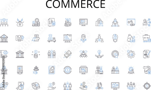 Commerce line icons collection. Saving, Investing, Budgeting, Credit, Debt, Interest, Retirement vector and linear illustration. Savings,Compound interest,Inflation outline signs set