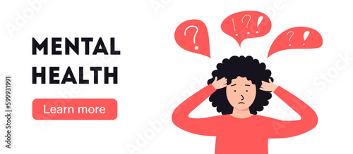 Depressed woman clutching her head. Mental disorder, sadness and depression concept. Physical and emotional violence against women