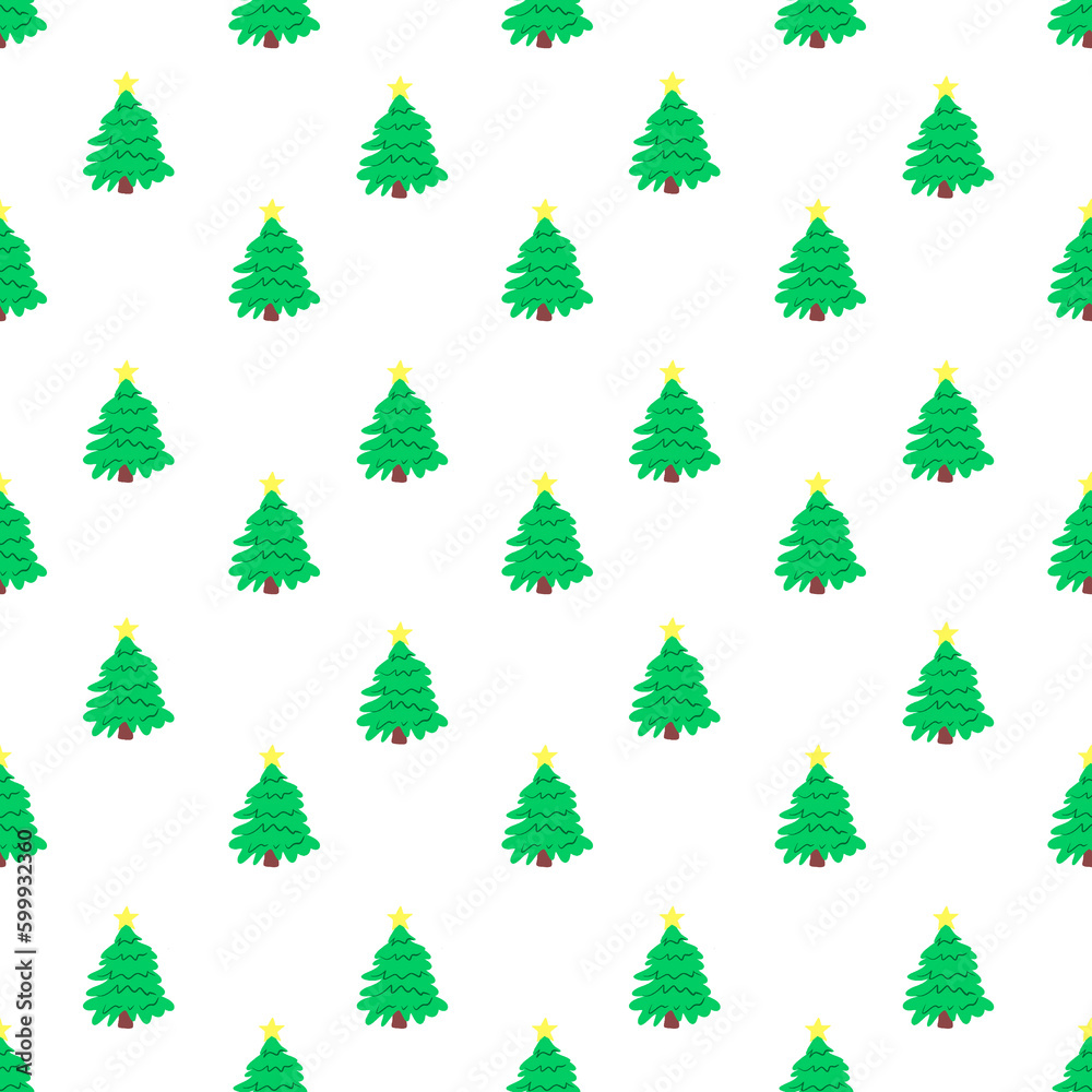 Fototapeta premium green christmas trees pattern 