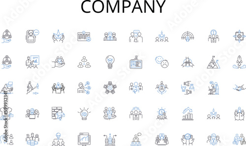 Company line icons collection. Nerk, Collaboration, Partnership, Alliance, Association, Consortium, Group vector and linear illustration. Society,Assembly,Coalition outline signs set