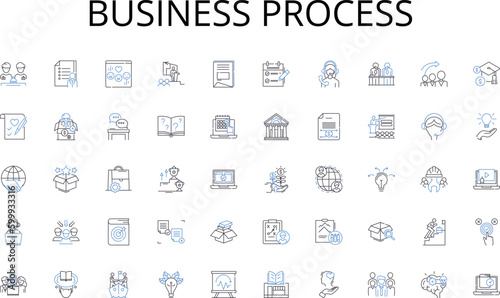 Business process line icons collection. Nerking, Motivation, Strategy, Leadership, Innovation, Sales, Marketing vector and linear illustration. Productivity,Entrepreneurship,Growth outline signs set