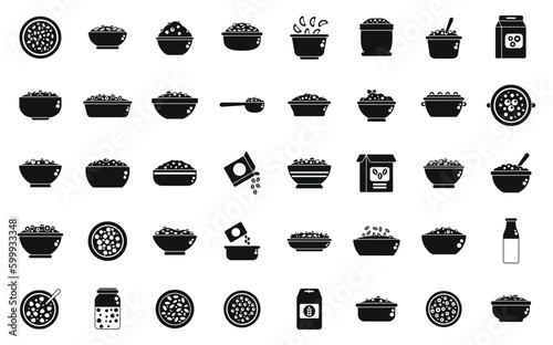 Breakfast cereal icons set simple vector. Granola snack. Bar cereal