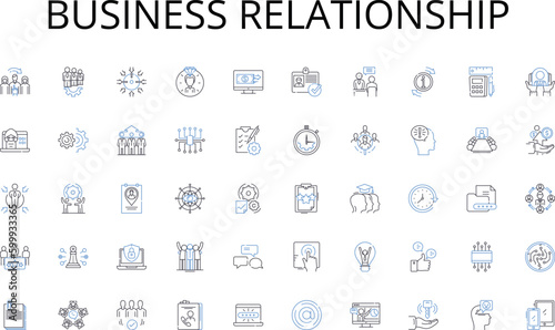 Business relationship line icons collection. Innovation, Incubator, Accelerator, Entrepreneurship, Venture, Ideation, Collaboration vector and linear illustration. Prototyping,Growth,Funding outline