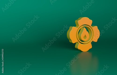 Orange Firefighter icon isolated on green background. Minimalism concept. 3D render illustration