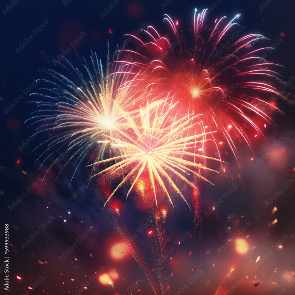 Fototapeta premium Fireworks in honor of the celebration of US Independence Day