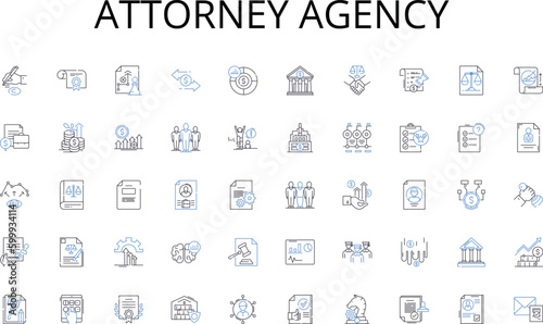 Attorney agency line icons collection. Gadgets, Devices, Hardware, Compnts, Circuitry, Audio, Video vector and linear illustration. Screens,Batteries,Speakers outline signs set