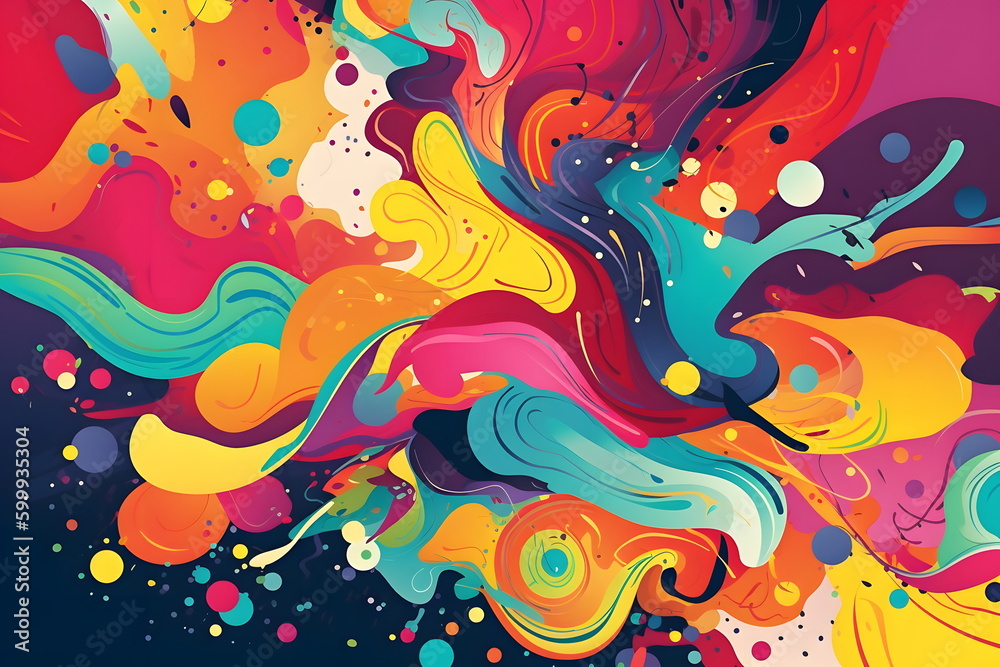 Colorful abstract background with lots of different colored shapes and colors on it. Generative AI.