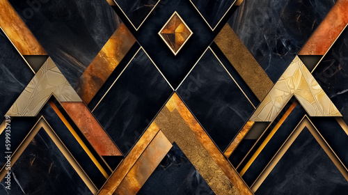 Black and gold marble texture with cracks. Abstract background