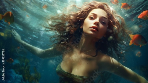 beauty underwater realistic illustration design