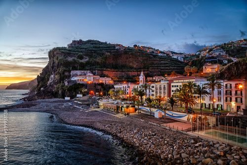 view of a village and the coastline at madeira portugal