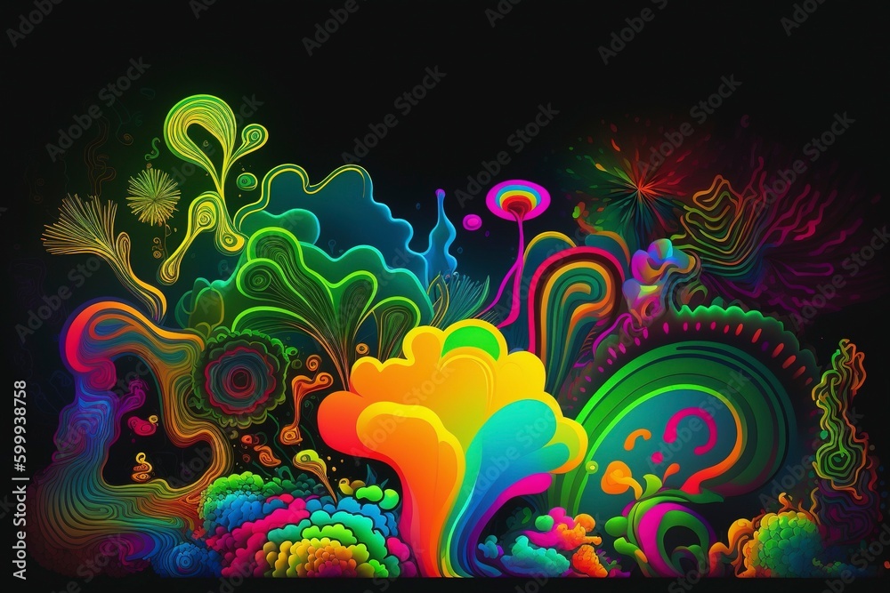 Fototapeta premium abstract colorful fluorescent neon psychedelic background