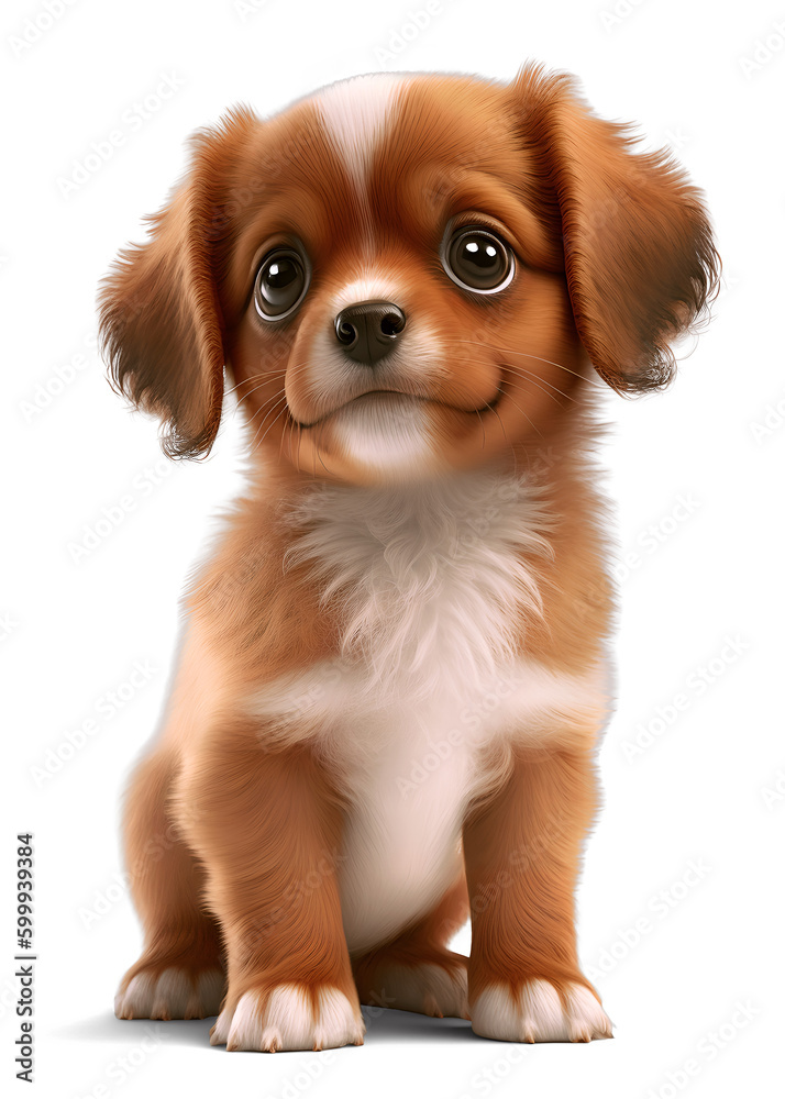 King Charles Spaniel puppy, isolated background. Generative Ai.