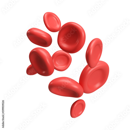 3d flow red blood cells iron platelets erythrocyte. Realistic medical analysis illustration isolated transparent png background