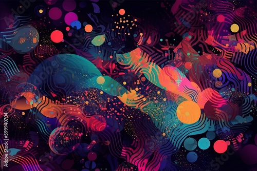 Abstract multi-colored pattern illustration of a galaxy.Generative AI