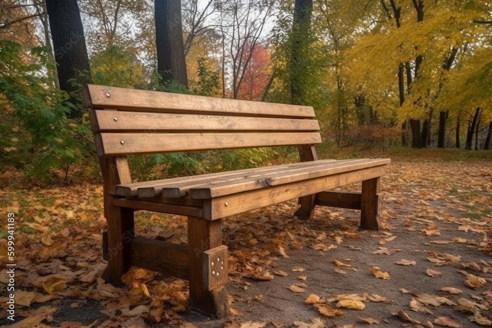 isolated park wooden bench