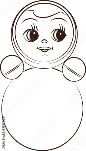 Tumbler doll in vector. Line art.
Tumbler toy (roly-poly) for kids. Vector illustration of a children's roly-poly toy. Illustrations of toys for children.
