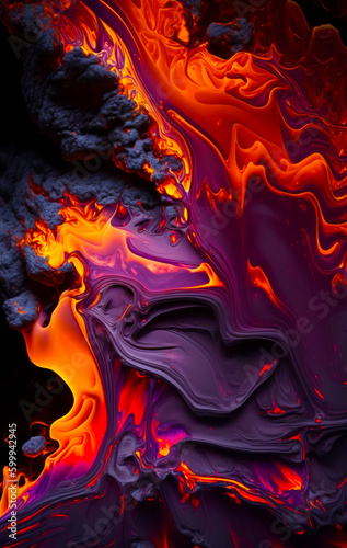 Close up of fire and ice pattern on cell phone case. Generative AI.