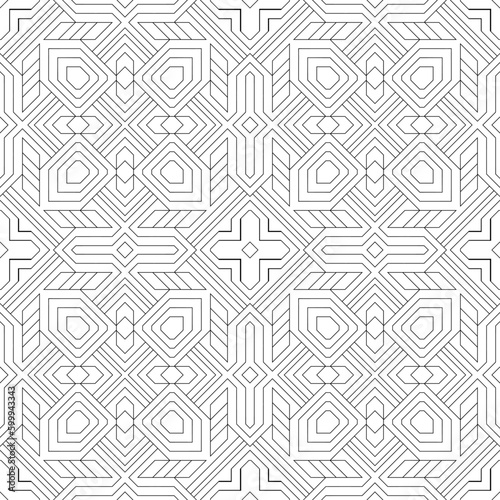 Vector seamless pattern. Modern stylish texture. Monochrome, linear abstract background.