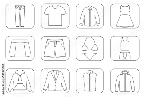 Woman and man clothes icons