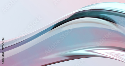 Abstract 3d shape iridescent holographic gradient colors.