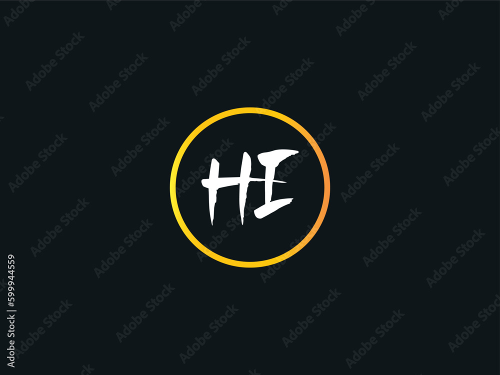 Professional Letter HI Monogram Logo, Handwritten Hi ih Brush Logo ...