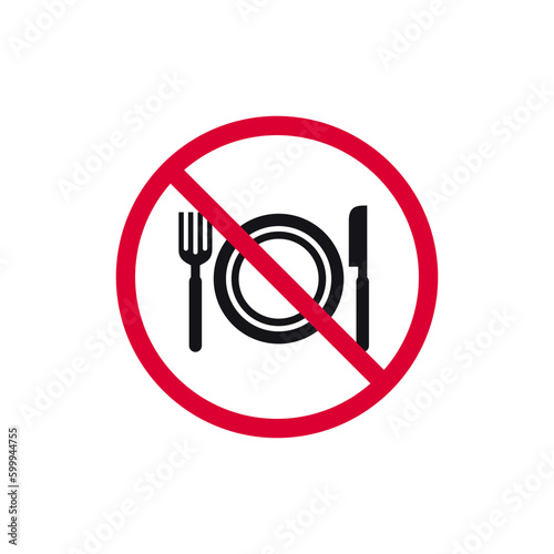 No food prohibited sign  forbidden modern round sticker  vector illustration