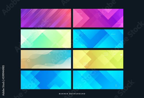 banner background. colorful, light gradation, 8 sets of collection, memphis style