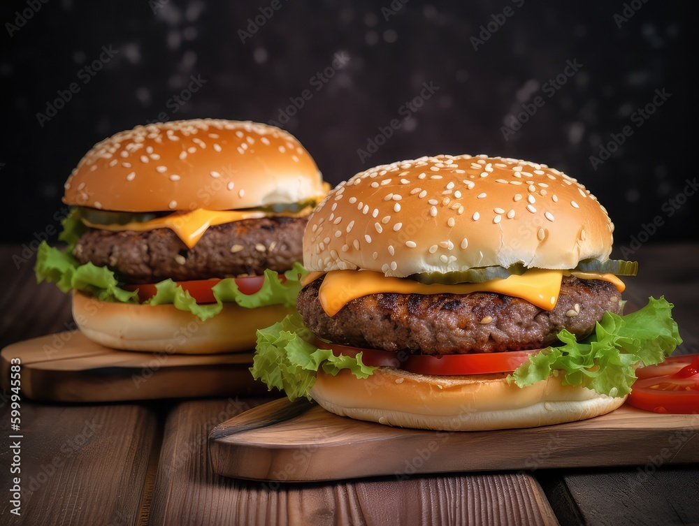 Delicious burger, beef and chicken Delicious burger, beef and chicken