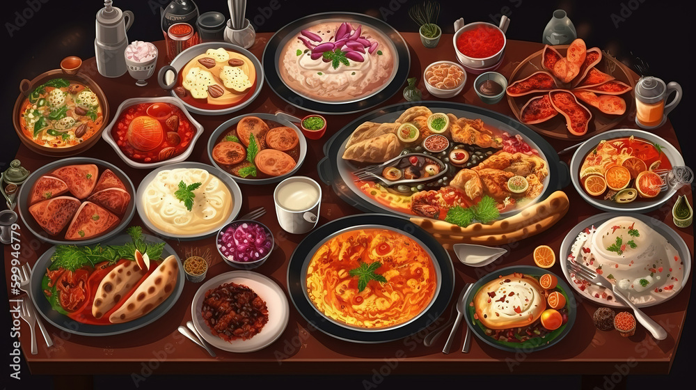 Turkish bistro restaurant with various traditional dishes. Generative Ai Turkish bistro restaurant with various traditional dishes. Generative Ai