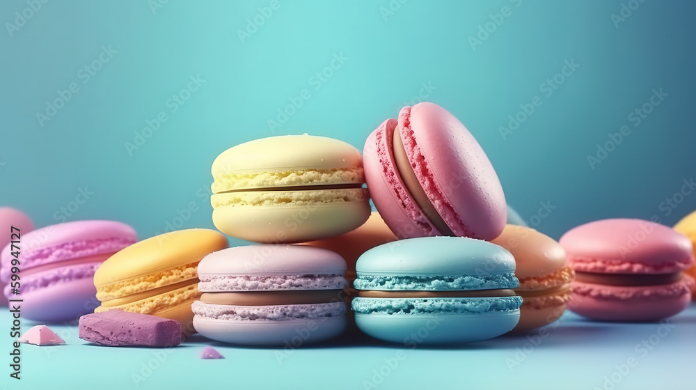 Fototapeta premium Bright festive pastries, desserts and sweets. Generative Ai