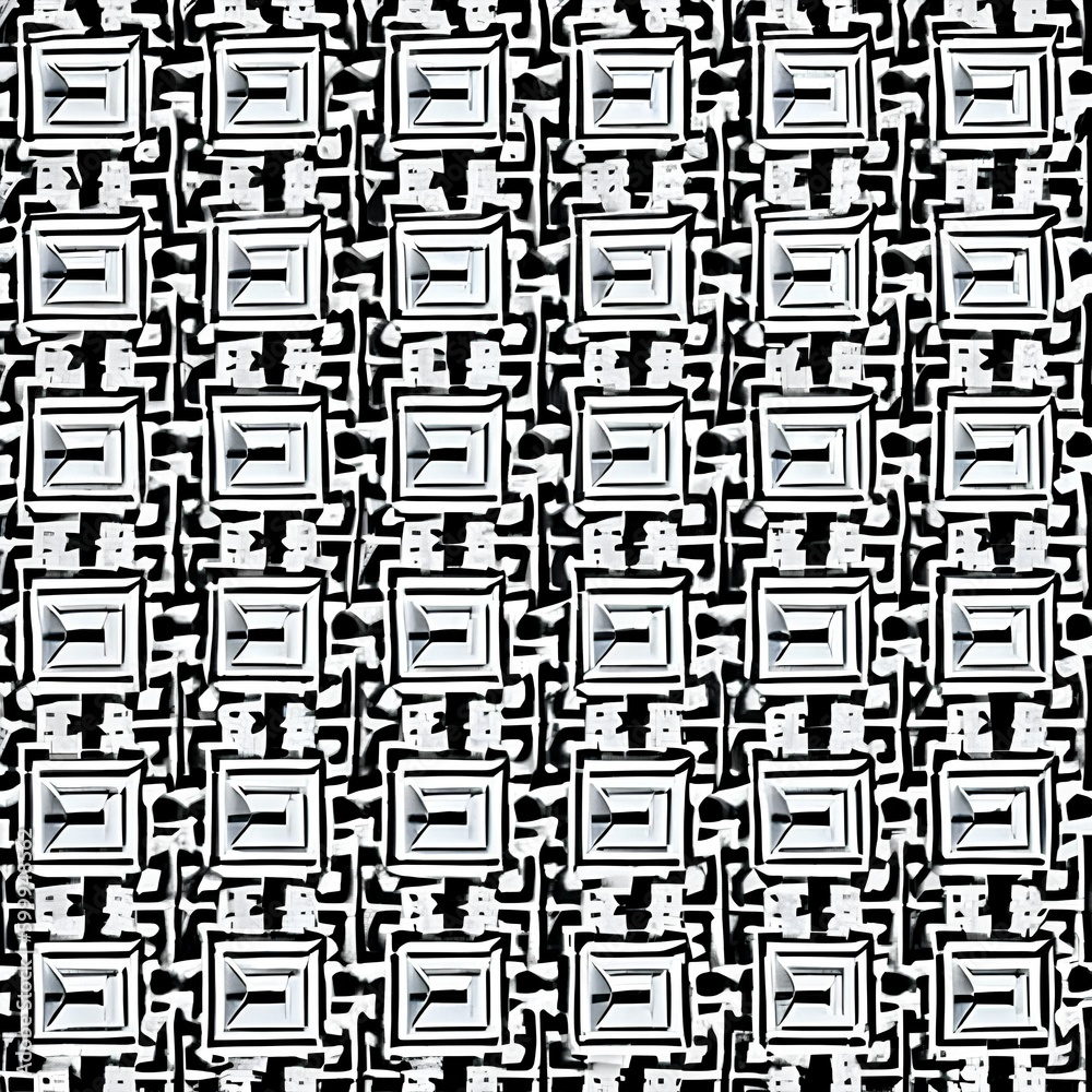 A repeating pattern of interlocking squares in black and white1, Generative AI