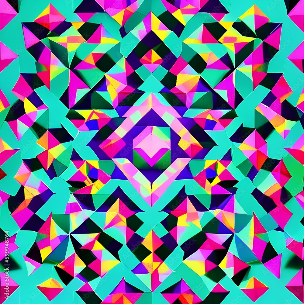 A kaleidoscopic pattern of overlapping triangles in shades of pink and orange3, Generative AI A kaleidoscopic pattern of overlapping triangles in shades of pink and orange3, Generative AI