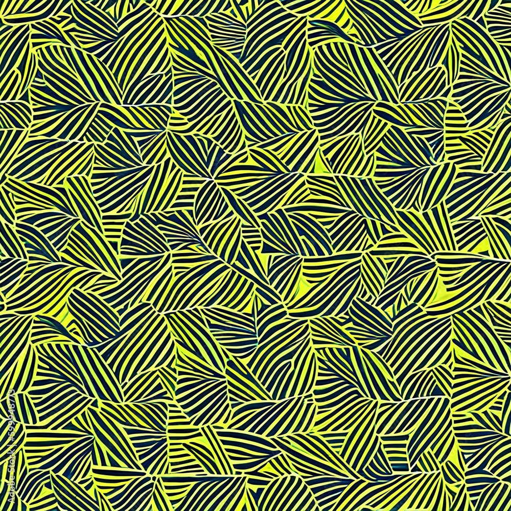 A repeating pattern of triangles in shades of green and yellow, reminiscent of a tropical rainforest4, Generative AI