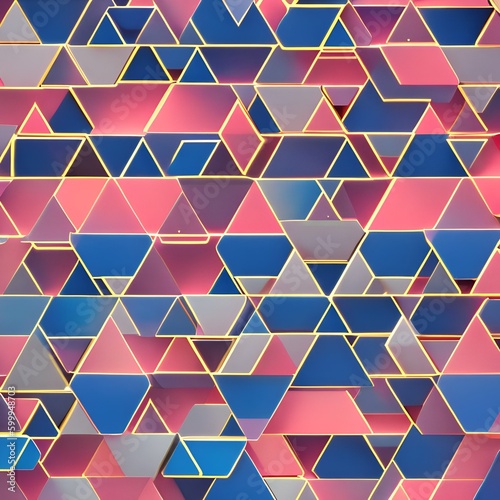 An abstract pattern of interlocking triangles in shades of pink and blue1, Generative AI photo