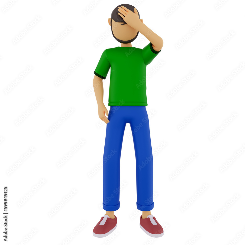 Man In Confused Pose 3D Illustration Man In Confused Pose 3D Illustration