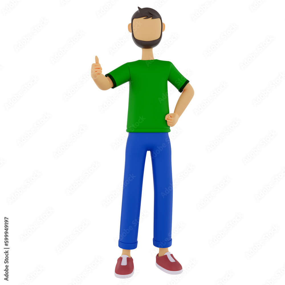  3d character showing thumbs up