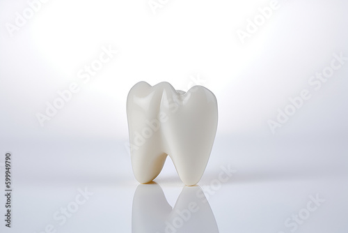 White tooth on white background. ai
