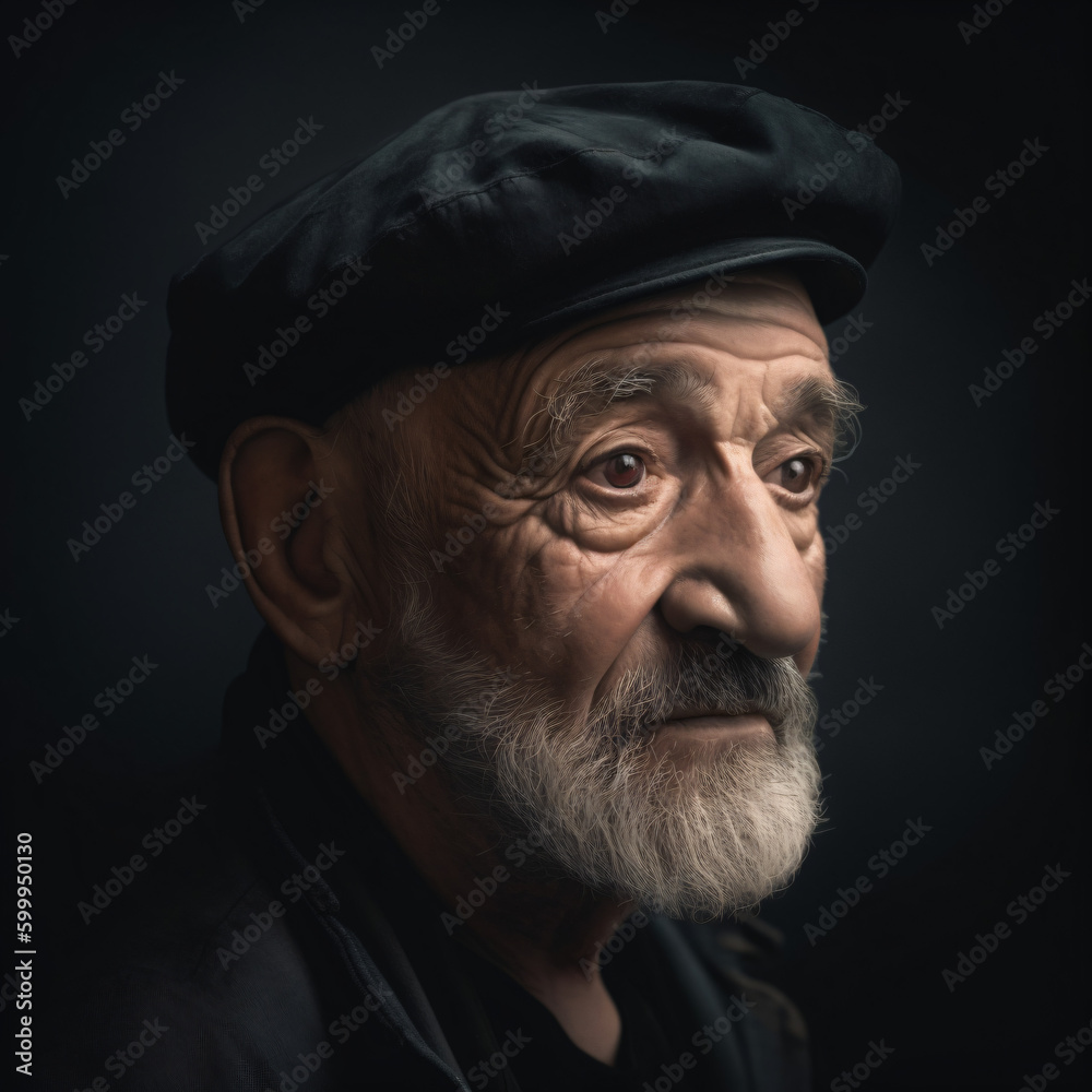A man with a white beard and a black beret hat Generative Ai A man with a white beard and a black beret hat Generative Ai