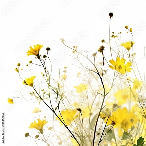 yellow flowers of yellow daisies the plant with ornamental flowers isolated on white background, clipping path generated with ia © Harry
