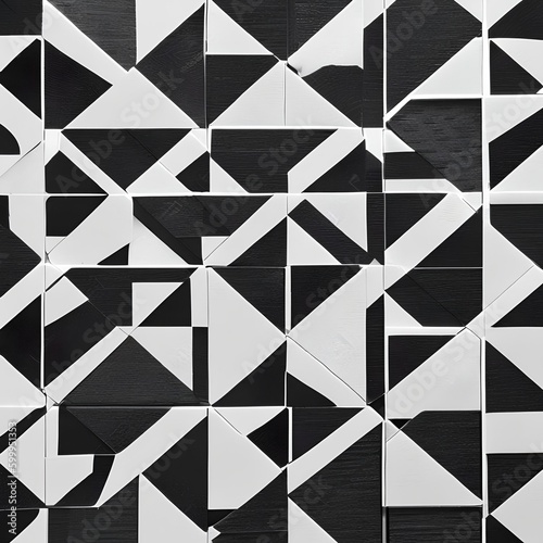 A geometric design with squares and rectangles arranged in a chessboard pattern, in shades of black and white3, Generative AI