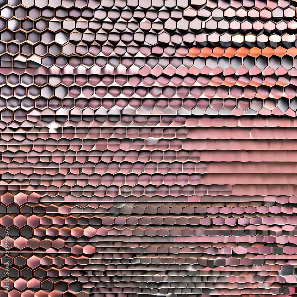 A repeating pattern of hexagons in shades of pink and orange4, Generative AI A repeating pattern of hexagons in shades of pink and orange4, Generative AI