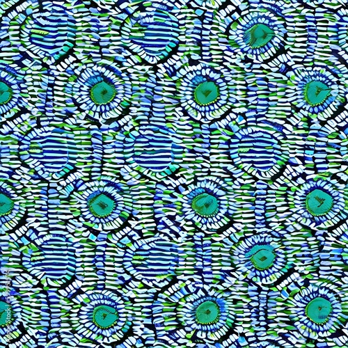 A repeating pattern of circles in shades of blue and green2, Generative AI