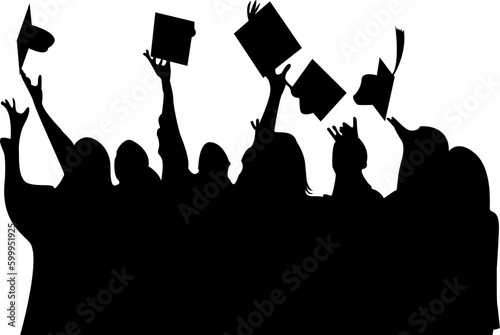 silhouette of graduation group celebration , bs , ms , phd , diploma etc