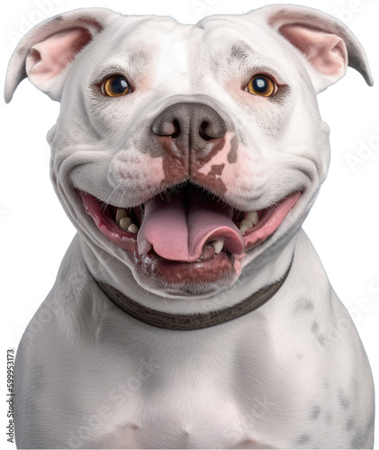 White Staffordshire Bull Terrier, Staffie, Happy portrait illustration 