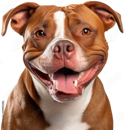 Red & White Staffordshire Bull Terrier, Staffie, Happy portrait illustration 